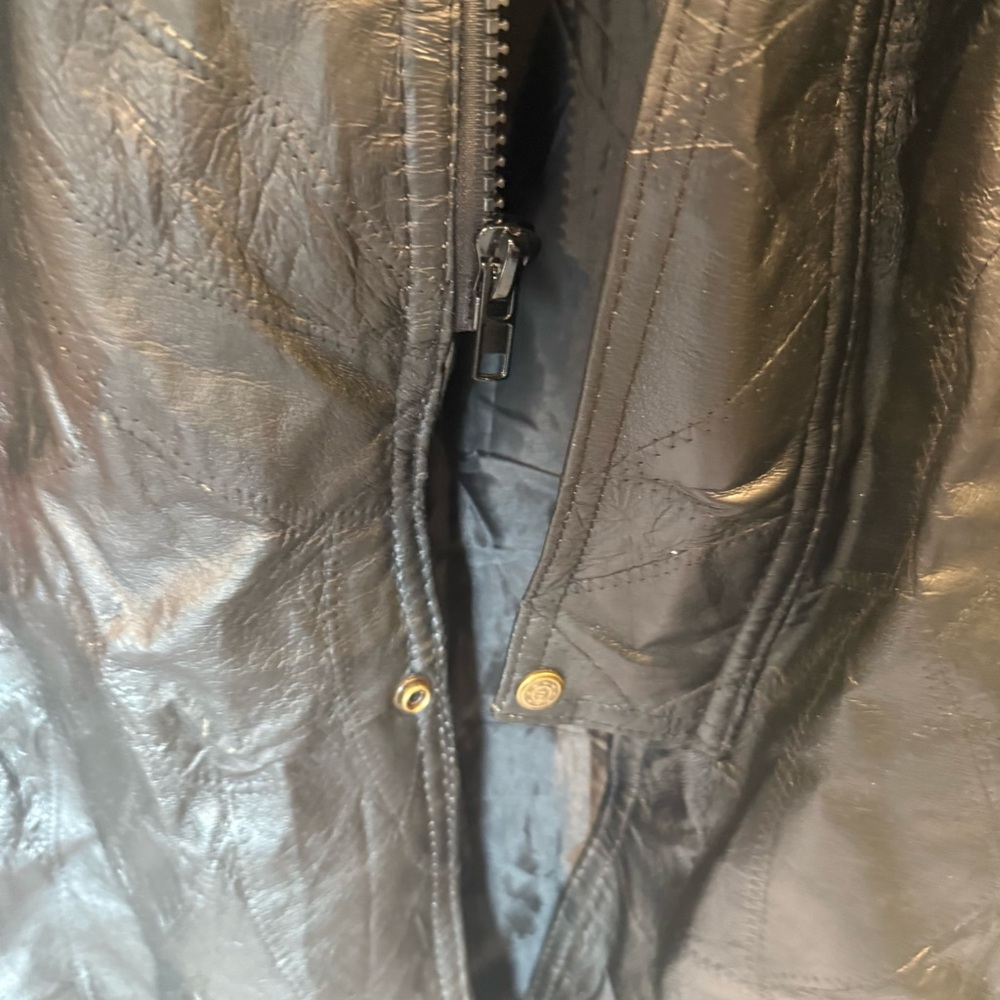 Vintage Black Leather Trench Duster Coat - Picture 8 of 11